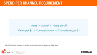 Use this equation to calculate the number of downloads and visitors a given piece of content should generate.
 