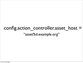 conﬁg.action_controller.asset_host =
         “asset%d.example.org”
 