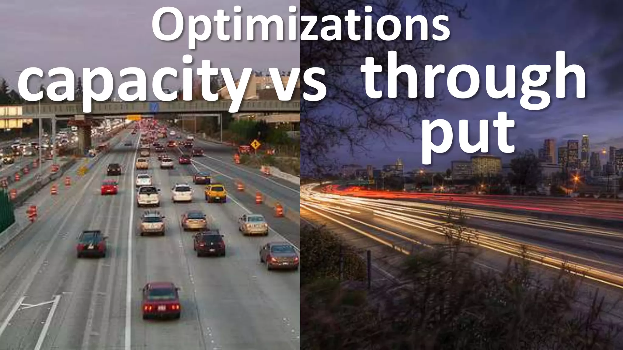Optimizations
capacity vs through
              put
 
