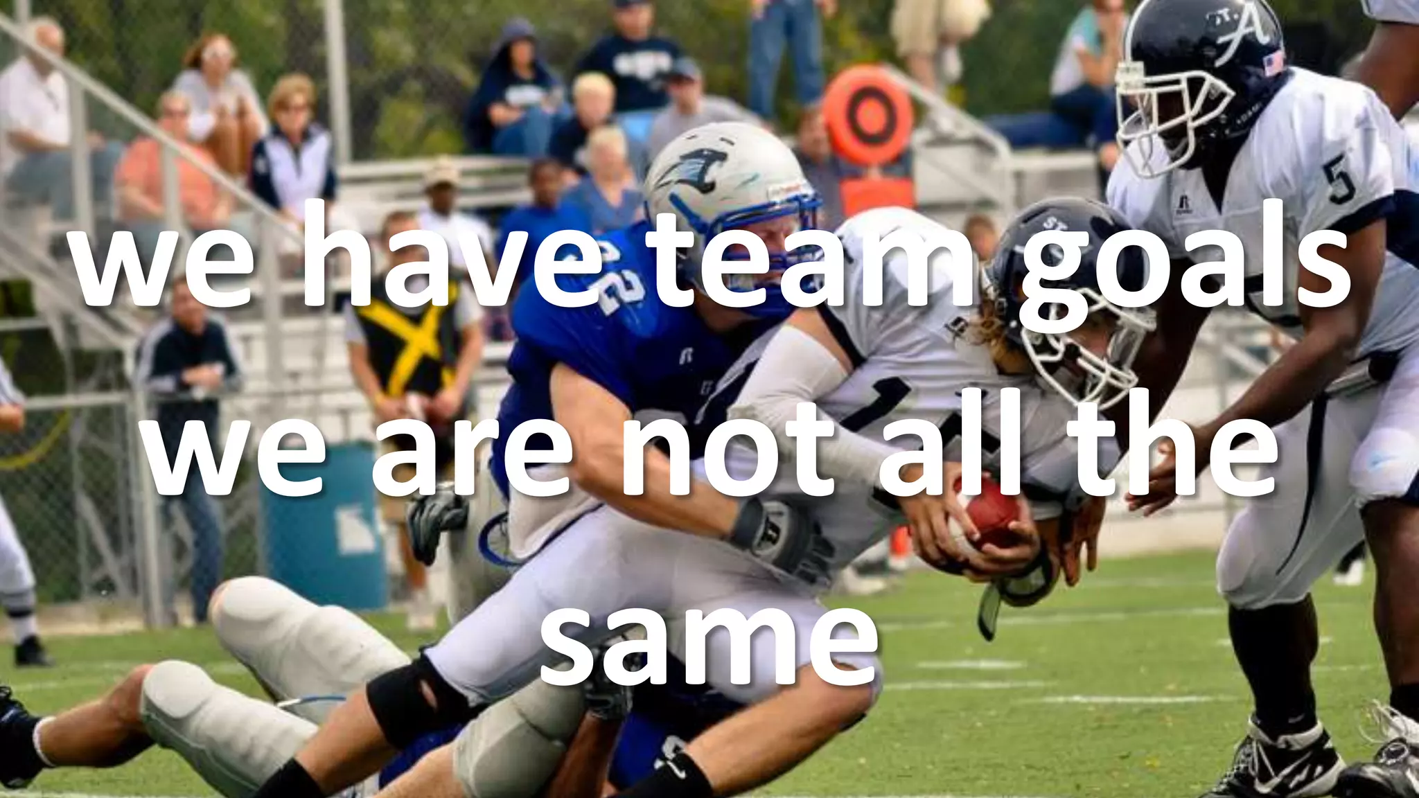 we have team goals
 we are not all the
      same
 