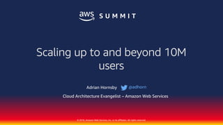 © 2018, Amazon Web Services, Inc. or its affiliates. All rights reserved.
Adrian Hornsby
Cloud Architecture Evangelist – Amazon Web Services
Scaling up to and beyond 10M
users
@adhorn
 