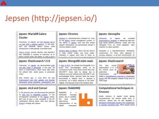 Jepsen (http://jepsen.io/)
 