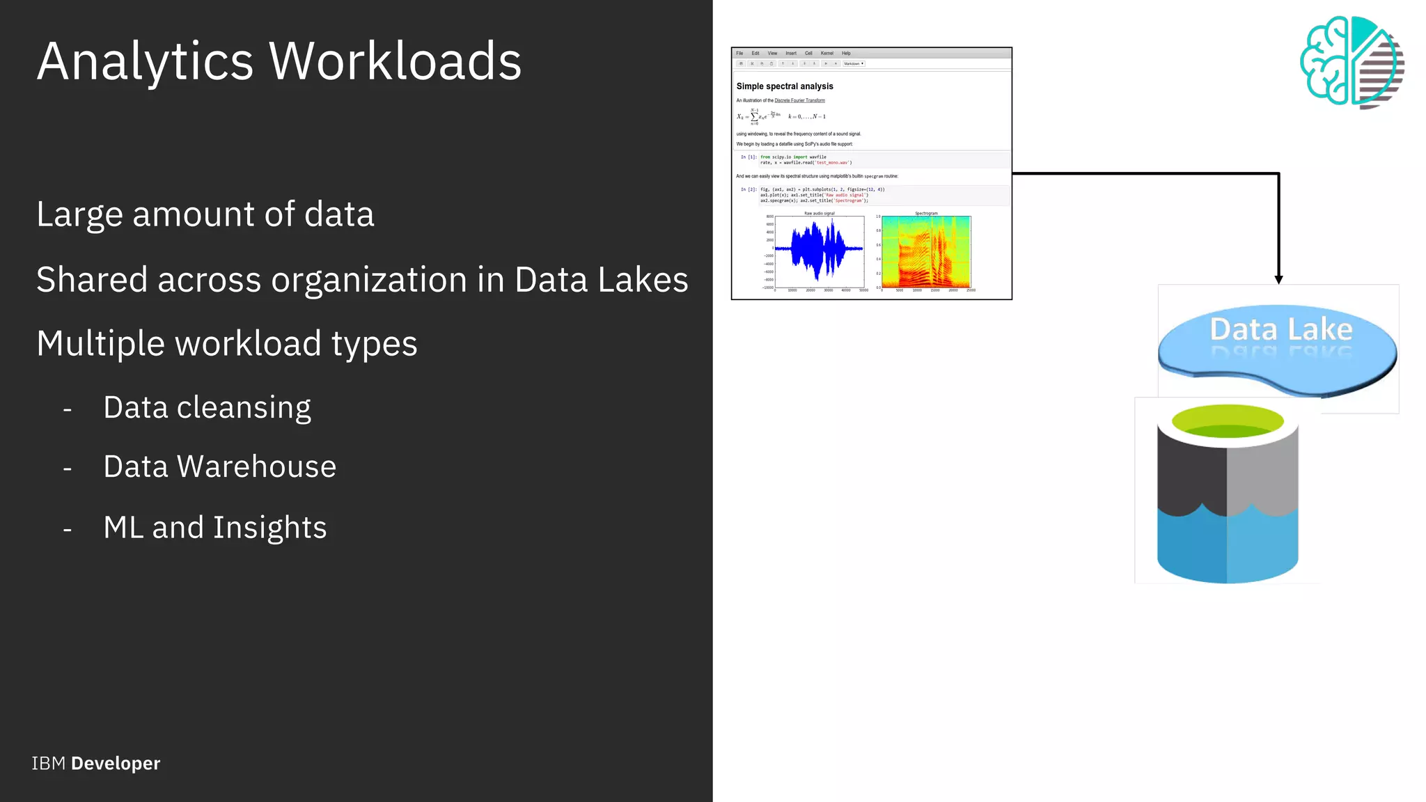 Analytics Workloads
© 2018 IBM Corporation
10
Large amount of data
Shared across organization in Data Lakes
Multiple workload types
- Data cleansing
- Data Warehouse
- ML and Insights
 