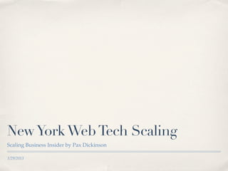 New York Web Tech Scaling
Scaling Business Insider by Pax Dickinson

1/29/2013
 