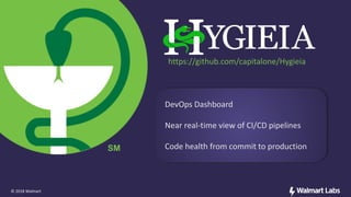 DevOps Dashboard
Near real-time view of CI/CD pipelines
Code health from commit to production
https://github.com/capitalone/Hygieia
© 2018 Walmart
 