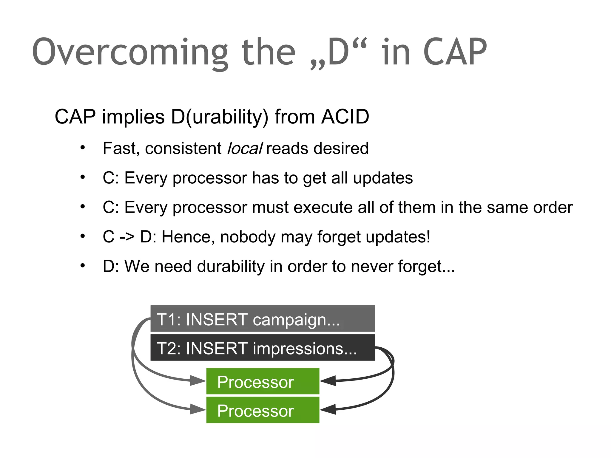 GFS implications
Applications must adapt
•

Atomic: create, rename

•

Rename trick: write to new, rename after write

•

Write workarounds: checksums, checkpoints, ...

•

But 'atomic at least once append'

Applications did adapt

 