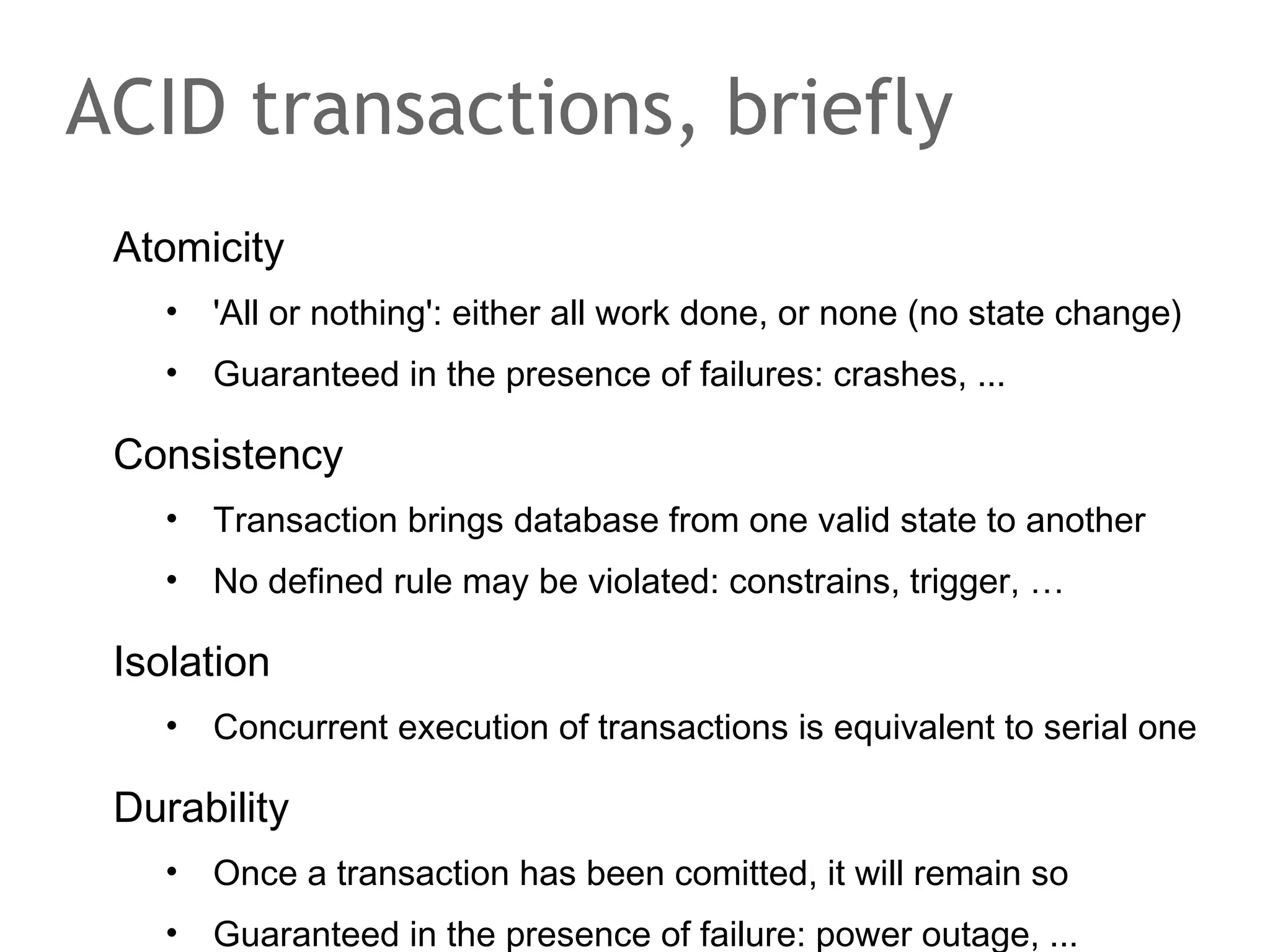 The speaker says...
For the moment we will stay with the relational data model.
As we move on, we will dig more into NoSQL data models
such as document stores, key value stores and wide column
stores.

 