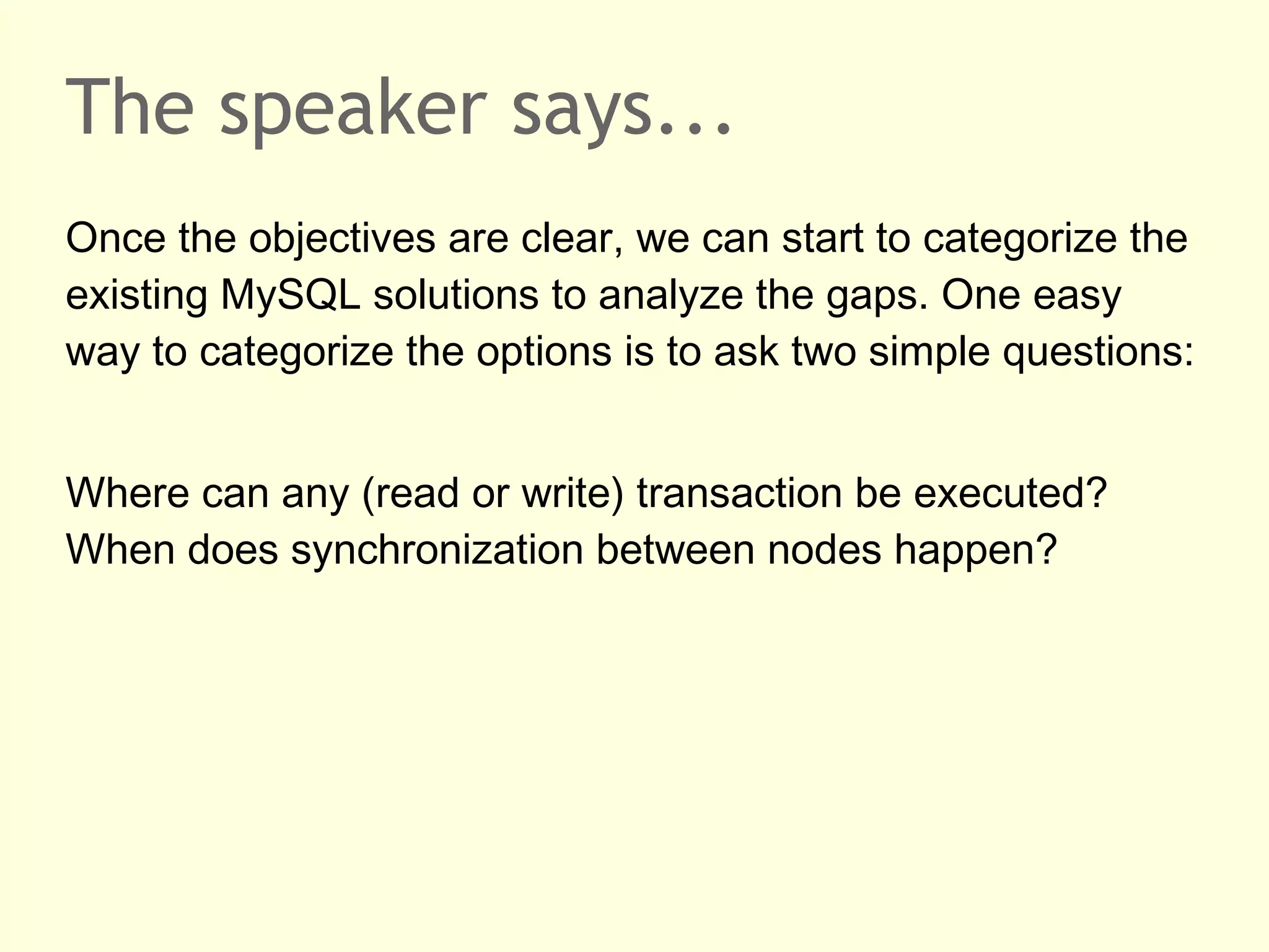 The speaker says...
ACID transactions reflect the objectives that lead to the
development of database management systems. Data
should not only be properly structured (data model, schema)
and easily accessible (relational algebra, standardized query
language) but also be „safe“ in the context of a multi user
environment.
Users either get all of their work comitted or none (atomic).
The work does not violate any constraints and leaves the
database in a defined, consistent state. Any two users
ongoing transactions are isolated from each other until they
commit. They do not interfere. And, once work is comitted,

 