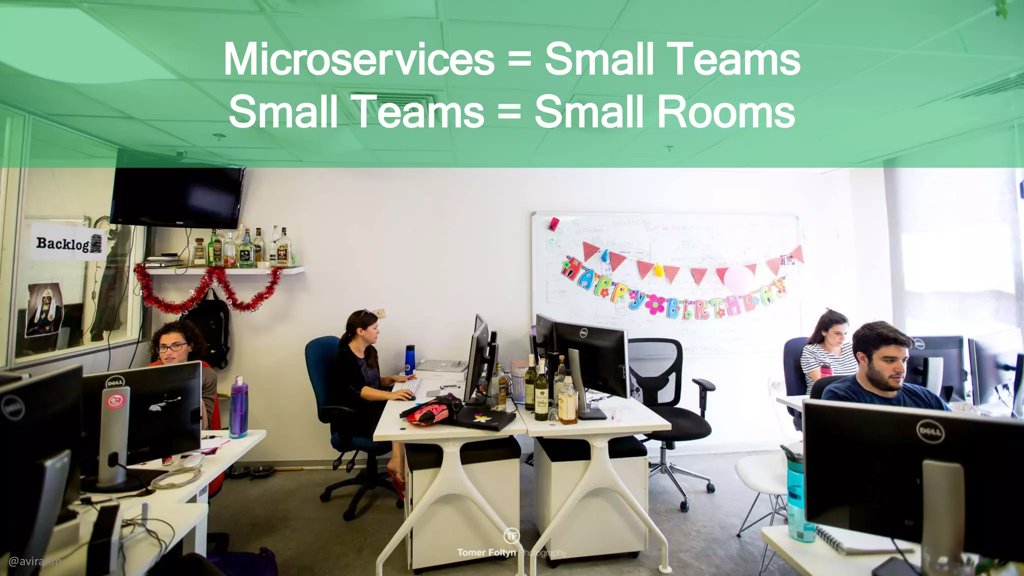 Microservices = Small Teams
Small Teams = Small Rooms
@aviranm
 