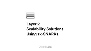 Layer 2
Scalability Solutions
Using zk-SNARKs
 