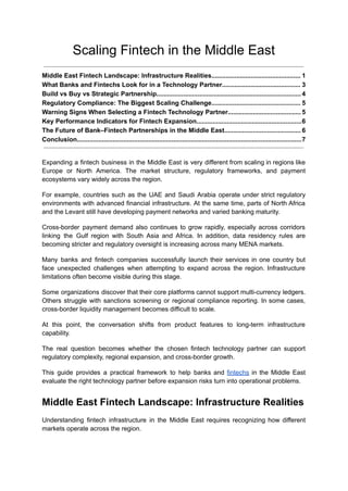 Scaling Fintech in the Middle East (Guide) | PDF