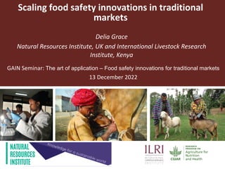 Scaling food safety innovations in traditional
markets
Delia Grace
Natural Resources Institute, UK and International Livestock Research
Institute, Kenya
GAIN Seminar: The art of application – Food safety innovations for traditional markets
13 December 2022
 
