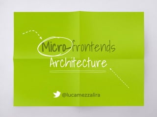 1
Micro-frontends
Architecture
@lucamezzalira
 