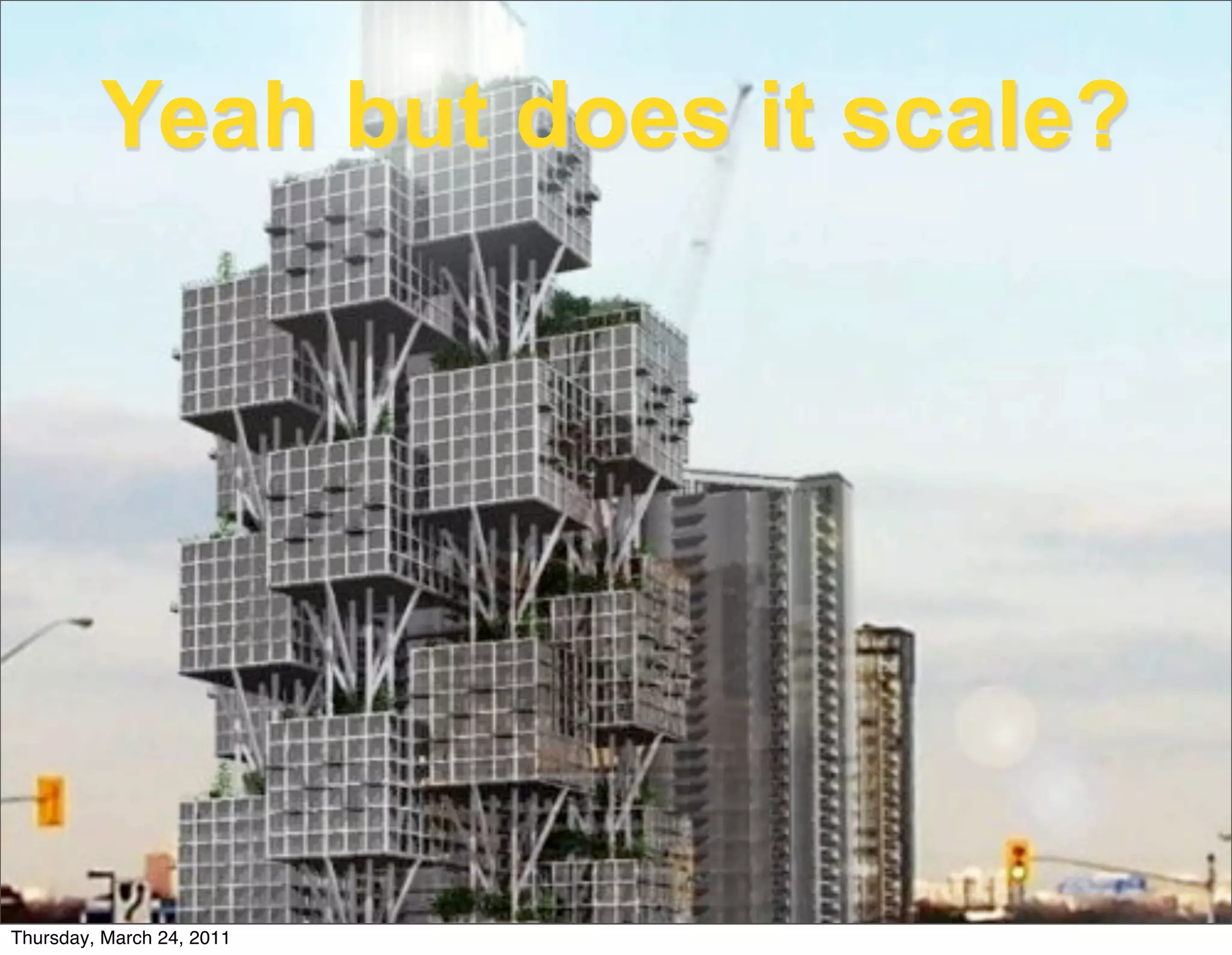 Yeah but does it scale?




Thursday, March 24, 2011
 