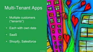 Sai Srirampur | PyConCA 2018
• Multiple customers
(“tenants”)
• Each with own data
• SaaS
• Shopify, Salesforce
Multi-Tena...