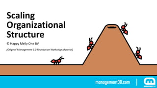 Scaling	
Organizational	
Structure
©	Happy	Melly	One	BV
(Original	Management	3.0	Foundation	Workshop	Material)
 