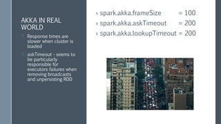 Kryo Stability
› Kryo uses quite a lot of memory,
– if buffer is not sufficient, process will crush
– spark.kryoserializer.buffer.max.mb = 512
 