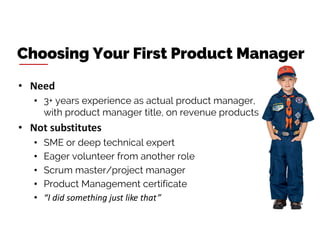 • Need
• 3+ years experience as actual product manager,
with product manager title, on revenue products
• Not substitutes
...