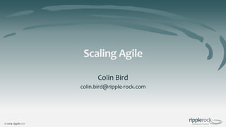 Scaling Agile
Colin Bird
colin.bird@ripple-rock.com

© 2014 ripplerock

 
