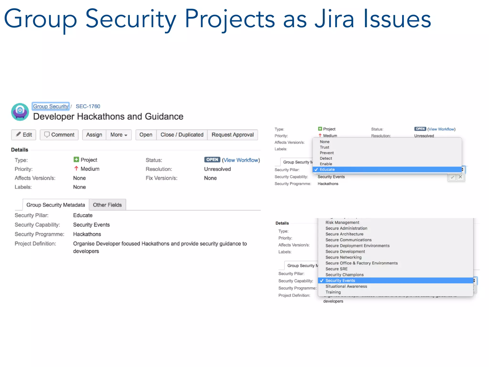 Group Security Projects as Jira Issues
 