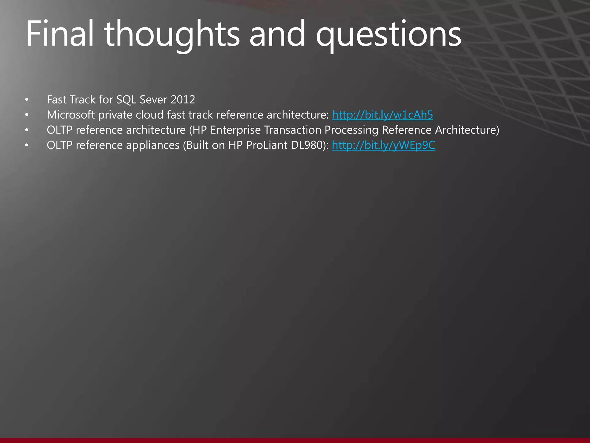 PDW – Hub and spoke architecture
                   Departmental
                    Reporting

                    SQL Server



                                    High-Performance
      Regional    Central EDW Hub       Reporting
      Reporting

                                      SQL Server
     SQL Server                     Analysis Services
      FastTrack

                  Landing Zone




                     ETL Tools



                                                        41
 