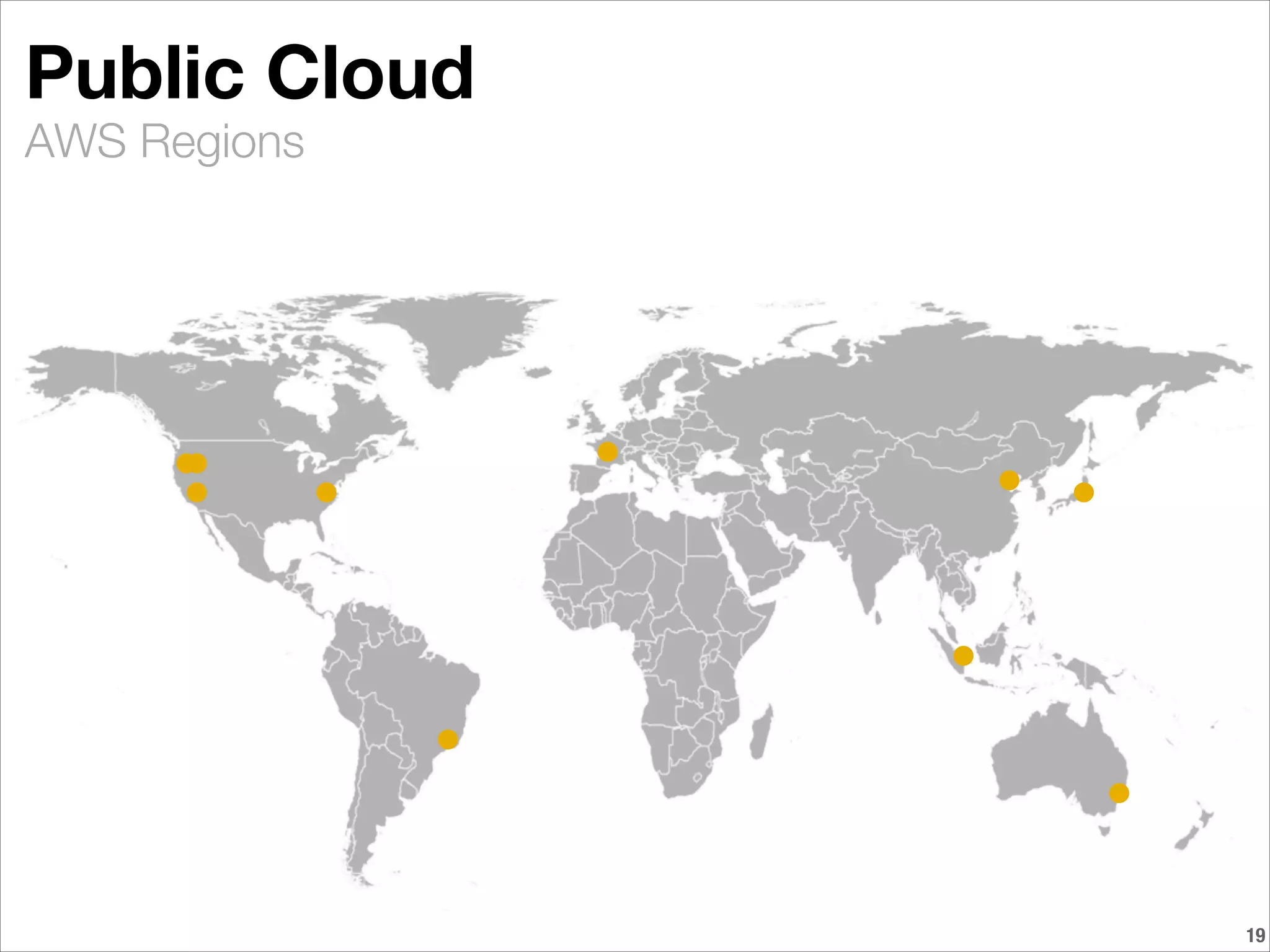 AWS Regions
Public Cloud
!19
 