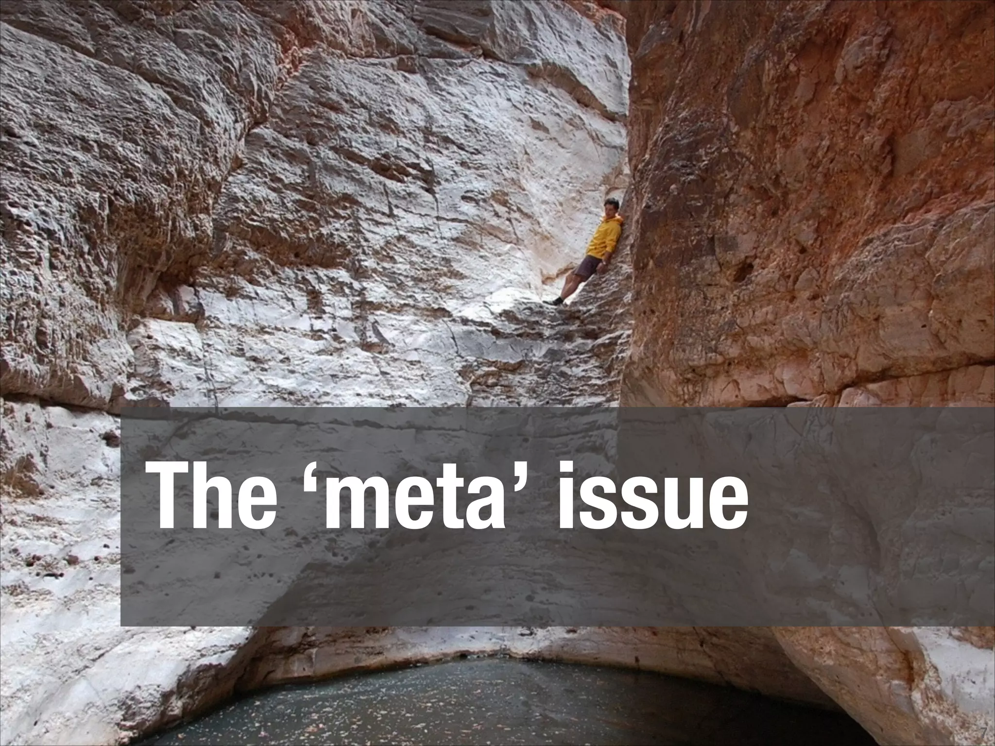!7
The ‘meta’ issue
 