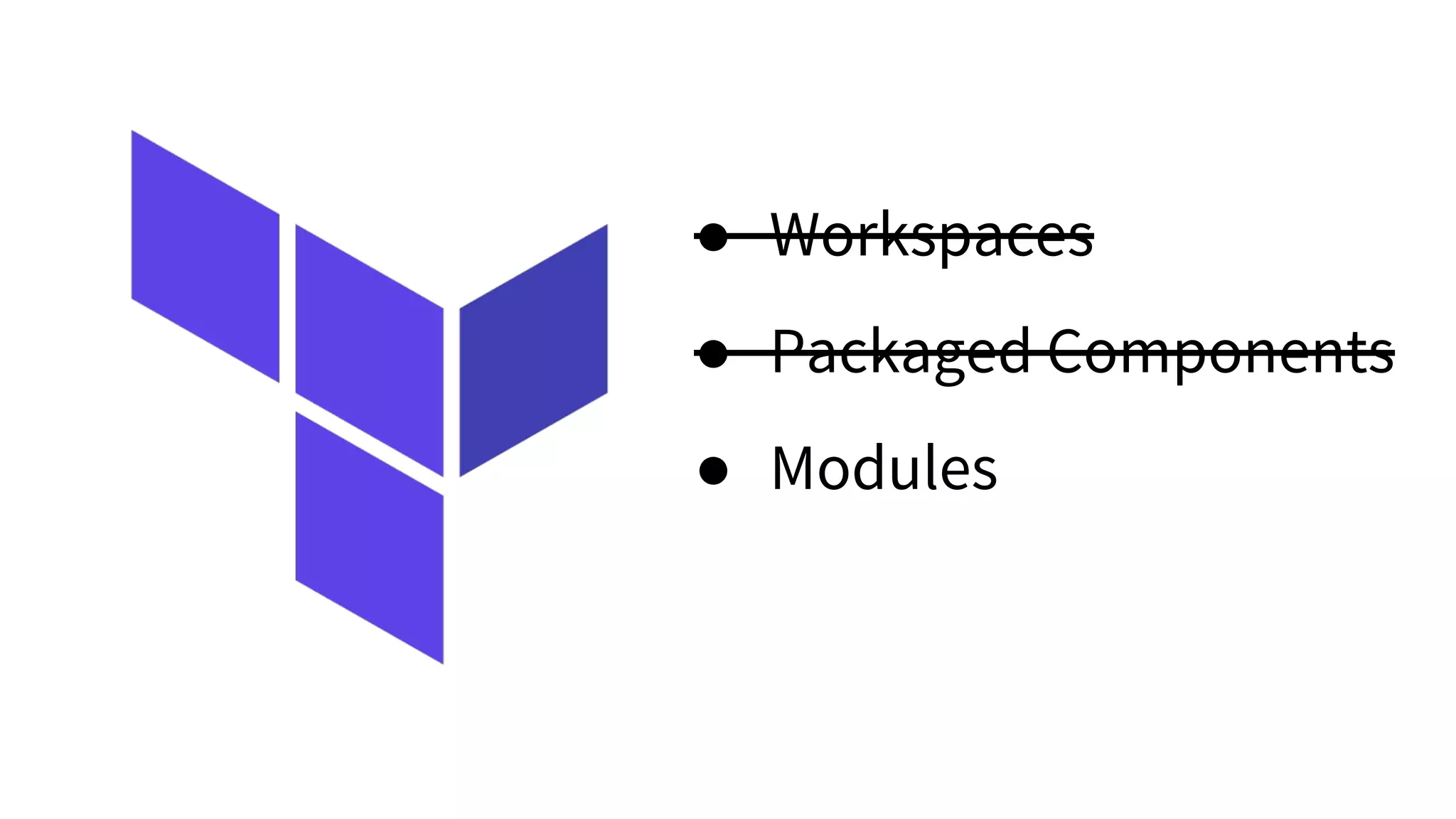 ● Workspaces
● Packaged Components
● Modules
 