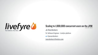 Version 1.1
Your Audience. Your Story.
Scaling to 1,000,000 concurrent users on the JVMJavaOne 2015 - CON7220
Jo Voordeckers
Sr. Software Engineer - Livefyre platform
@jovoordeckers
jvoordeckers@livefyre.com
 