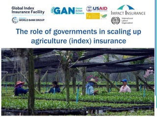 The role of governments in scaling up
agriculture (index) insurance
 