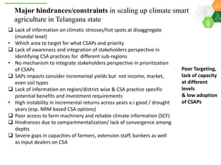 Scaling up climate smart agriculture via the Climate Smart Village Approach for Telangana State