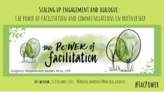 Scaling up engagement and dialogue:
the power of facilitation and communications in partnership
IAF webinar, 16 December 2020 - @MichaelAmbjorn @MartinGilbraith
#FacPower
 