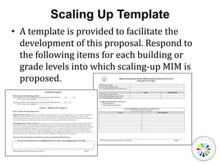 Section 1: Readiness for Scaling UpThis section contains 5 items that address your readiness for scaling-up. Exploration Phase ProposalAdminister the MIM School Staff Survey before responding to the questions in this section.  Survey results will be used in addressing the questions.Instructions for administering the survey can be received by contacting Dr. Amy Gaumer Erickson (aerickson@ku.edu).Initial Implementation Phase Proposal (only if MIM self-study is completed): Use your self-study results to respond to the following questions.  Administer the MIM School Staff Survey before responding to the questions.  (Note:  If the scaling-up building or grade levels participated in the spring 2010 MIM School Staff Survey, you do not need to redo it.)  Survey results will be used in addressing the following questions.Instructions for administering the survey can be received by contacting Dr. Amy Gaumer Erickson (aerickson@ku.edu).