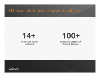UX	
  research	
  &	
  faster	
  feature	
  feedback	
  
 