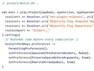 private val FacebookDomain = "facebook.com" 
private val LinkedInDomain = "linkedin.com" 
private val GoogleDomain = "google.com" 
private def validateDomain(url: String, 
domain: String): Boolean = { 
try { 
val host = Option(new java.net.URI(url). 
getHost).getOrElse("").toLowerCase 
host == domain || host.endsWith("." + domain) 
} catch { 
case _: Throwable ⇒ false 
} 
} 
val facebookProfileUrl = webUrl verifying 
(error = "error.url.profile", 
validateDomain(_, FacebookDomain)) 
 