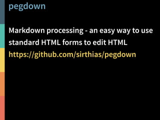 Scalariform 
Source code formatter, integrated with sbt 
We liked it so much we set it up to 
reformat code on every compilation and 
replace ASCII art arrows with ⇒ and ← 
@PeterHilton • 25 
https://github.com/mdr/scalariform 
 