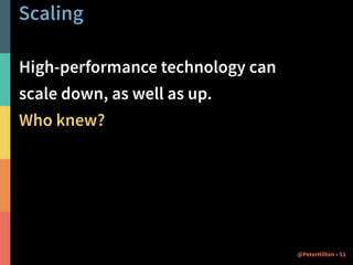 jXLS 
Parse and generate Excel spreadsheets 
More useful than CSV because it supports 
workbooks with multiple sheets 
@PeterHilton • 46 
Simplifying data maintenance with 
spreadsheet integration 
 
