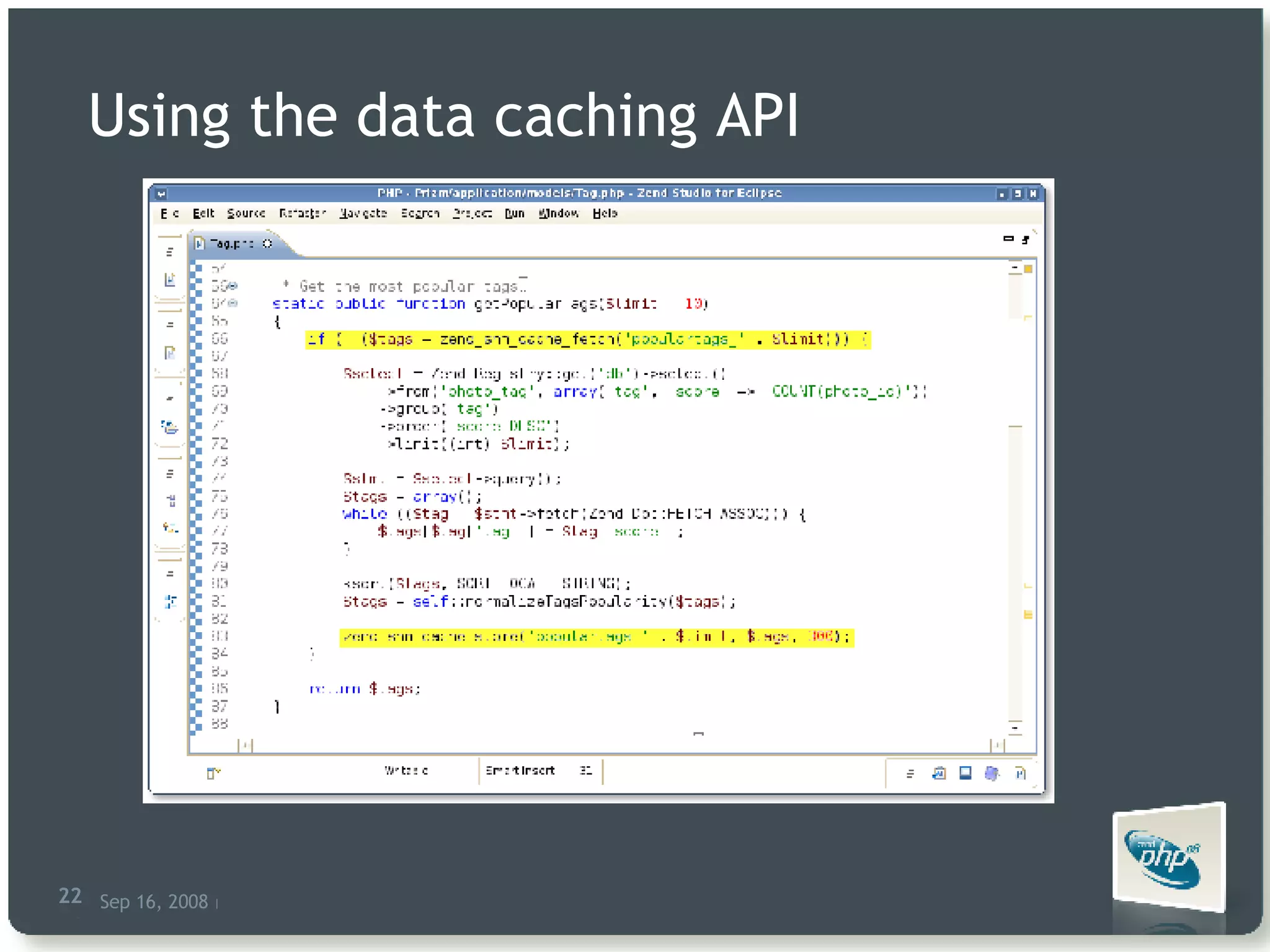 Using the data caching API 
