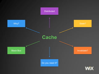 Cache
Why?
Invalidate?
State?
Black Box
Distributed
Do you need it?
 
