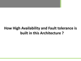 How High Availability and Fault tolerance is
        built in this Architecture ?
 
