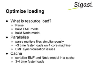 Optimize loading
● What is resource load?
○ Parse
○ build EMF model
○ build Node model
● Parallelise
○ parse multiple file...