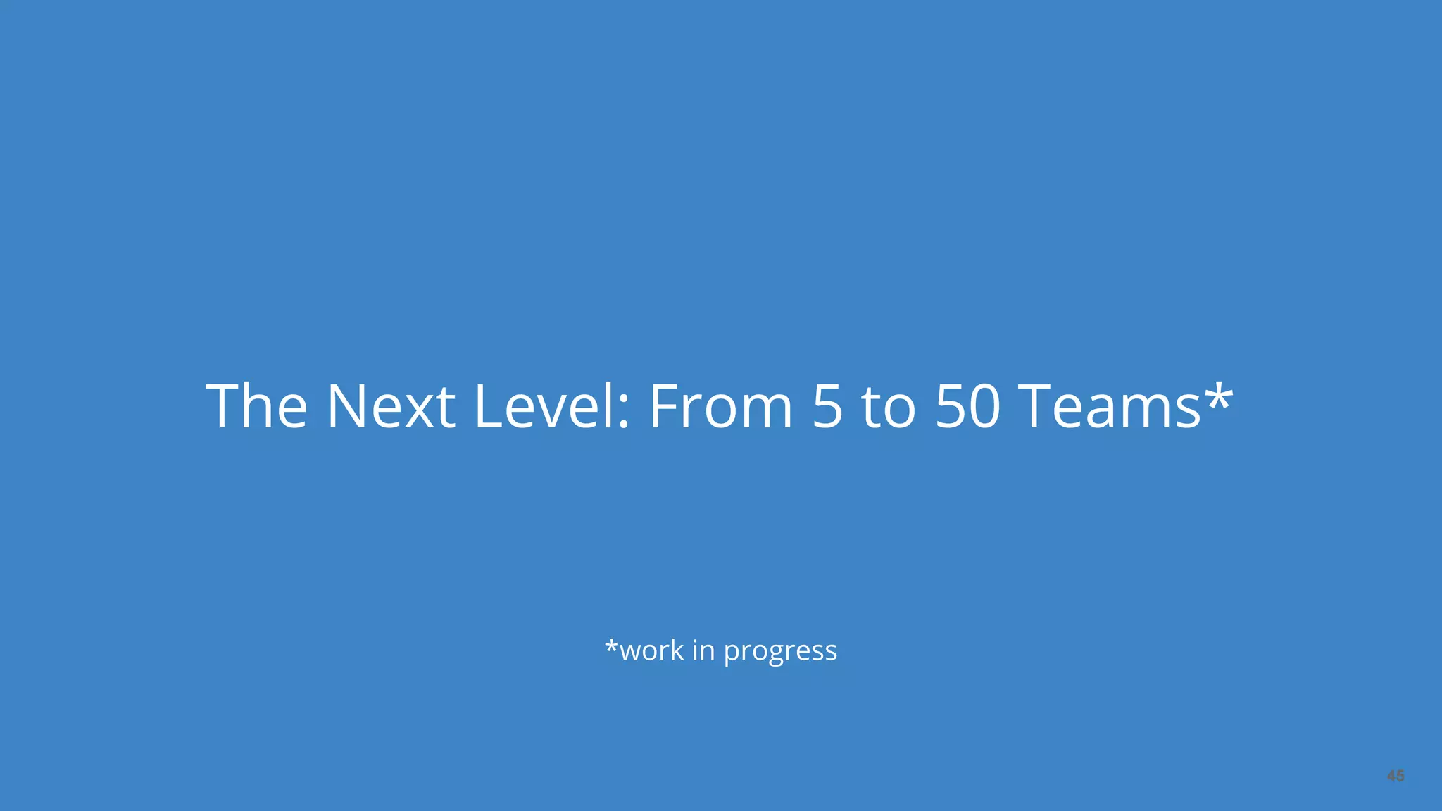 Dan Podsedly, SpringOne Platform, 2016Dan Podsedly, SpringOne Platform, 2016
The Next Level: From 5 to 50 Teams*
45
*work in progress
 