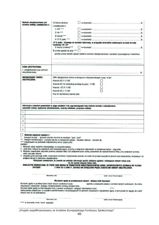 „Projekt współfinansowany ze środków Europejskiego Funduszu Społecznego”
40
 