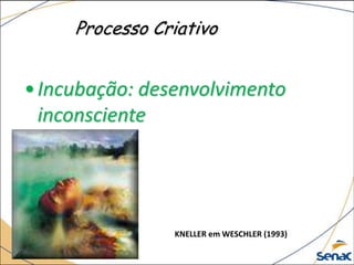 Processo Criativo
•Incubação: desenvolvimento
inconsciente
KNELLER em WESCHLER (1993)
 