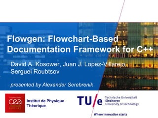 Flowgen: Flowchart-Based 
Documentation Framework for C++ 
David A. Kosower, Juan J. Lopez-Villarejo, 
Serguei Roubtsov 
presented by Alexander Serebrenik 
Institut de Physique 
Théorique 
 