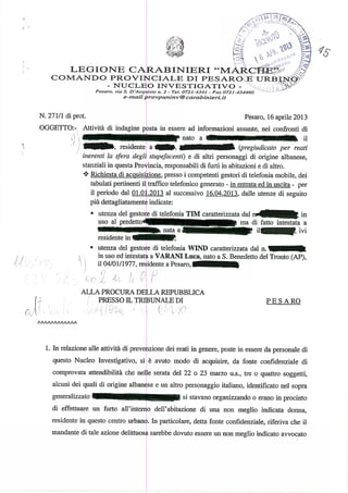 Il documento che dimostra come i carabinieri di Pesaro avessero individuato mandanti ed esecutori materiali già 11 giorni prima dell’agguato a Lucia Annibali