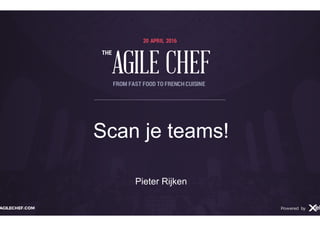 AGILE CHEF
THE
Powered byTHEAGILECHEF.COM Powered by
20 APRIL 2016
AGILE CHEF
THE
FROM FAST FOOD TO FRENCHCUISINE
Scan je teams!
Pieter Rijken
 