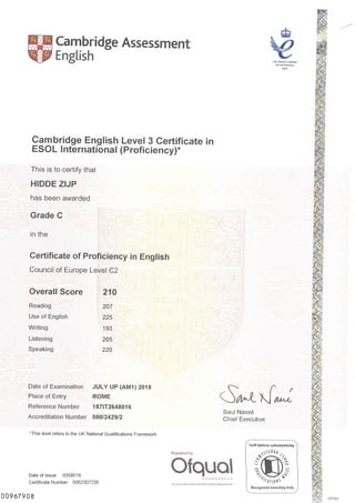 Cambridge Certificate of Proficiency in English (CPE)