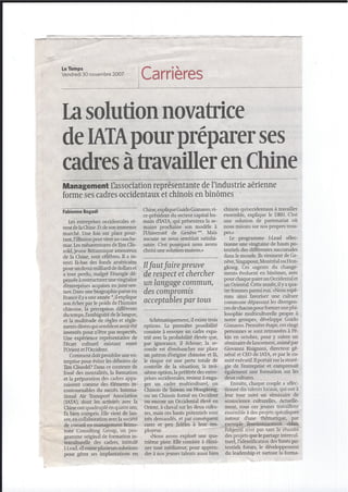 La solution novatrice de IATA pour preparer ses cadres a travailler en Chine