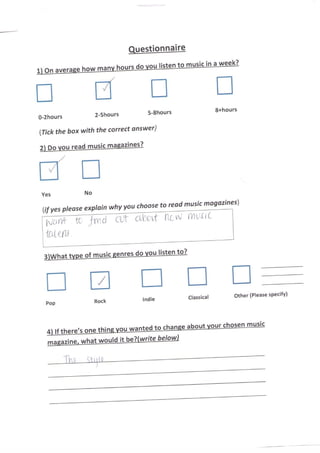 Questionnaire part one